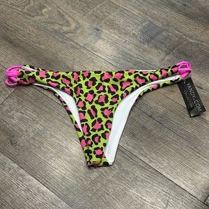 Yandy Vibrant Leopard Print Pink Green Bikini Bottom XLarge New with Tags
